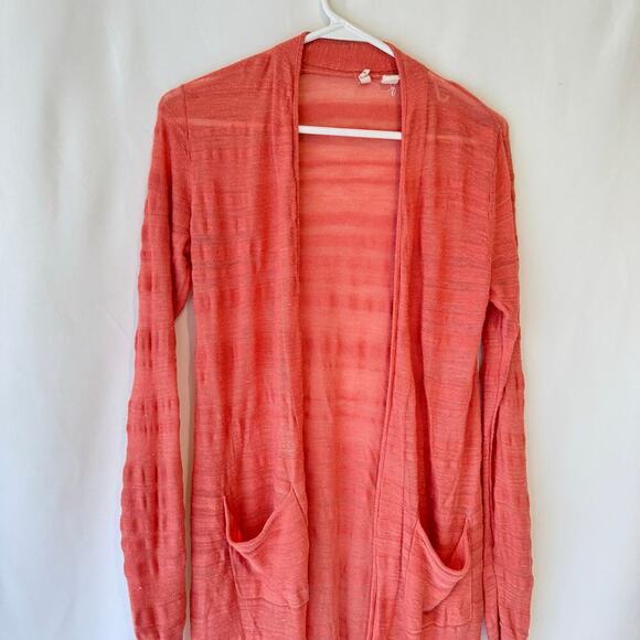 Moth Womens Linen Duster Cardigan Size XS Coral Pink Open Lightweight Fairy Boho - Picture 8 of 11